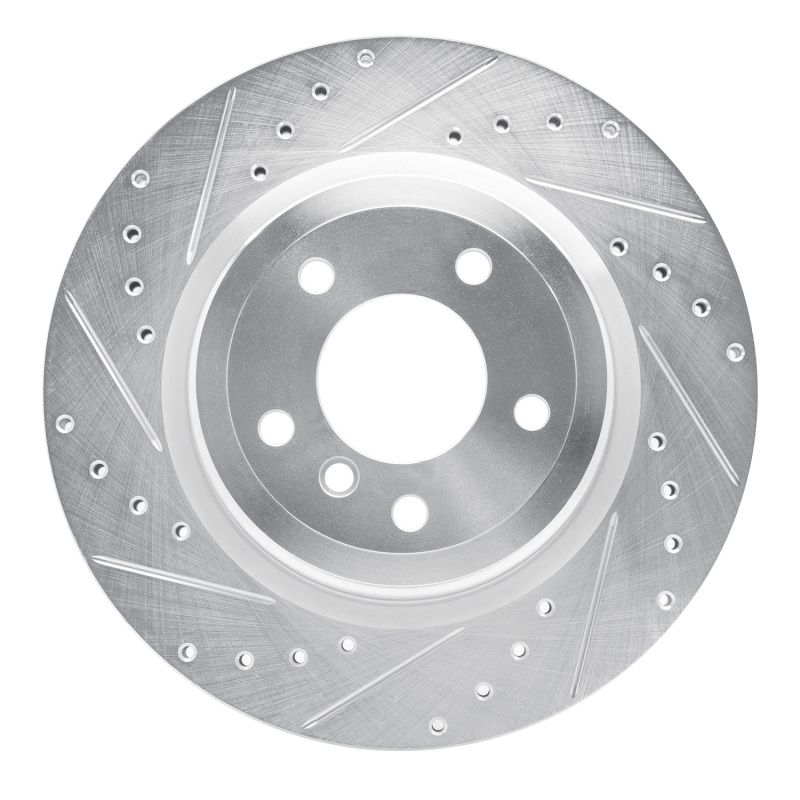 BMW 335i xDrive Brake Rotor (1) - Rear Left - R1 Concepts - Drilled & Slotted - Silver - `06-`15